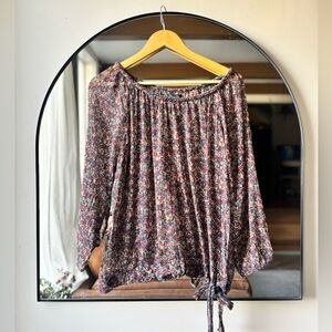 Vintage LUCKY BRAND | silk floral blouse with braided collar | size xl